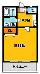 ブルーハイツ・3 1Kの間取図画像