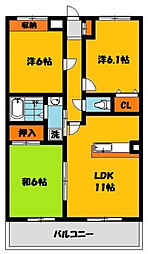 ハイツ・アムール 3LDKの間取図画像
