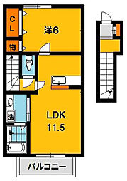リベルテB 1LDKの間取図画像