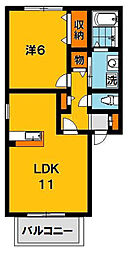 エスポワール1 1LDKの間取図画像
