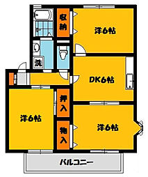 ネオ・アヴァンセ五代壱番館 3DKの間取図画像