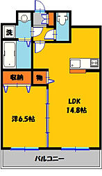 モアクレドール 1LDKの間取図画像