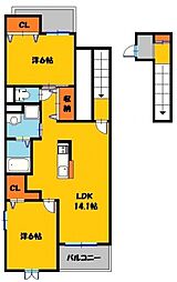 サンリトA 2LDKの間取図画像