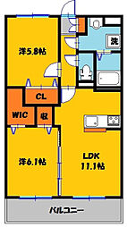 ユーミー桜 2LDKの間取図画像