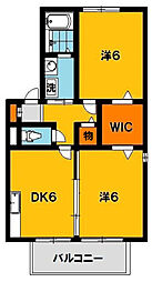ヴァンコートB 2DKの間取図画像