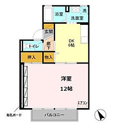 ニュードリームハイツB 1DKの間取図画像