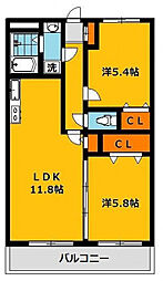 ユーミーつるた7 2LDKの間取図画像