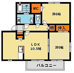 ガーデンヒルズB 2LDKの間取図画像