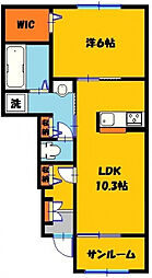 クリンベルA 1LDKの間取図画像