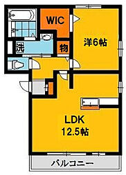フローラルコートF 1LDKの間取図画像