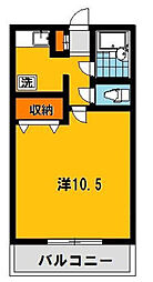 サンワハイツ2 1Kの間取図画像