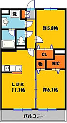 Y&Mガーネット 2LDKの間取図画像