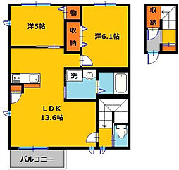 ドレミはいむB 2LDKの間取図画像