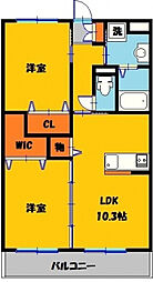 エトワールKEI 2LDKの間取図画像