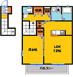 プチフルール1 1LDKの間取図画像