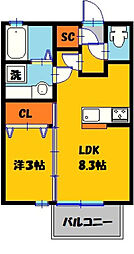 グランソール 1LDKの間取図画像