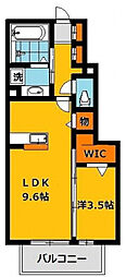 ハーベストコートA 1LDKの間取図画像