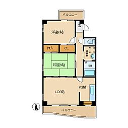 ルネッサンス武庫之荘 3階2LDKの間取り