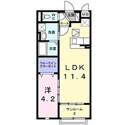 フレイム　ガーデン 1階1LDKの間取り