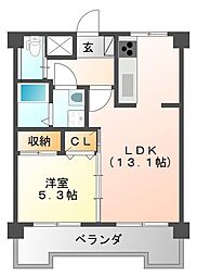 第二不二マンション 4階1LDKの間取り