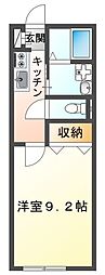 七朝辻 1Kの間取図画像