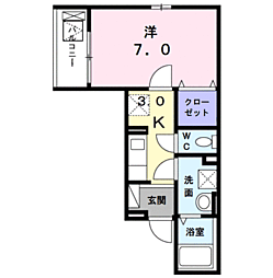 ハイツユベーレン 1Kの間取図画像