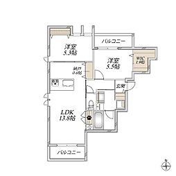 (仮称)尼崎市南塚口町1丁目ヘーベルメゾン西棟 2LDKの間取図画像
