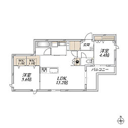 (仮称)尼崎市南塚口町1丁目ヘーベルメゾン西棟 2LDKの間取図画像