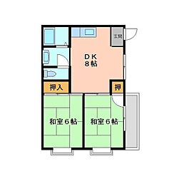 増永ハイツ 2DKの間取図画像