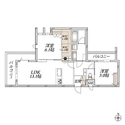 (仮称)尼崎市南塚口町1丁目へーベル東棟 2LDKの間取図画像