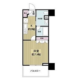 BelleFace尼崎 1Kの間取図画像
