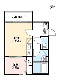 ビオ立花 1LDKの間取図画像