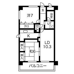 ソリオ北園田 2LDKの間取図画像