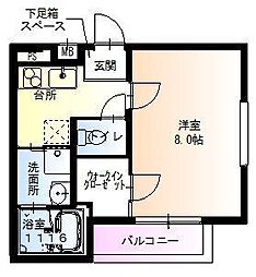 フジパレス東桜木町イースト 1Kの間取図画像