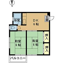 市隆ハイツ立花弐番館 2DKの間取図画像