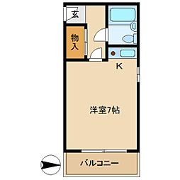 開明ビル ワンルームの間取図画像