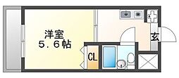 Kビル 1Kの間取図画像