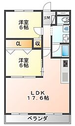 カサ・フィオーレ樋口 2LDKの間取図画像