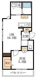 ディヴェルティ武庫之荘 1LDKの間取図画像