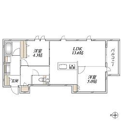 HEBEL MAISON ai 塚口南 2LDKの間取図画像