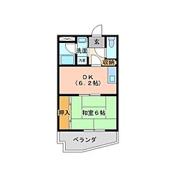 パルステージ武庫之荘 1DKの間取図画像
