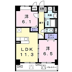 グラシス池尻 2LDKの間取図画像