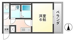 キャストコート 1Kの間取図画像
