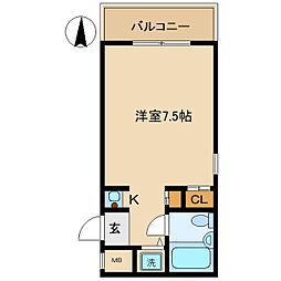 ダイドーメゾン塚口南 4階1Kの間取り
