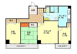ホワイトプラザ西堀 3LDKの間取図画像