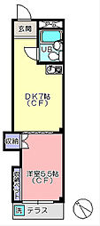 松山ハウス 1DKの間取図画像