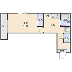 iJハウス北 1階1Kの間取り