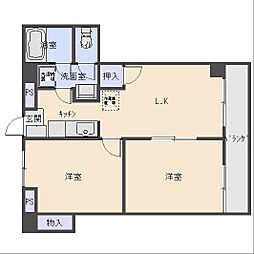 スペースタウン 2DKの間取図画像