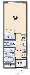 レーヴ・ティー 1Kの間取図画像