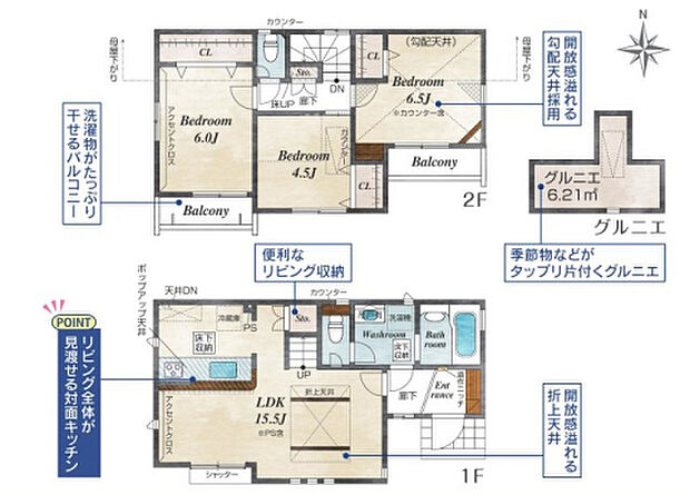 新築戸建の3LDKは、人気の間取りとなるため、数多くの物件を取り揃えています。広いリビングルームは、家族だけでなく、知人を呼んでの食事会にも対応可能です。3部屋あるので、子供部屋にすることも可能です。